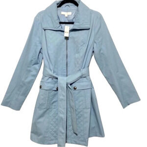 New York & Company NEW Baby Blue Trench Coat Size L